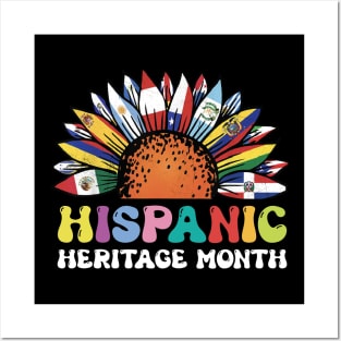 Hispanic Heritage Month Sunflower Countries Flags Posters and Art